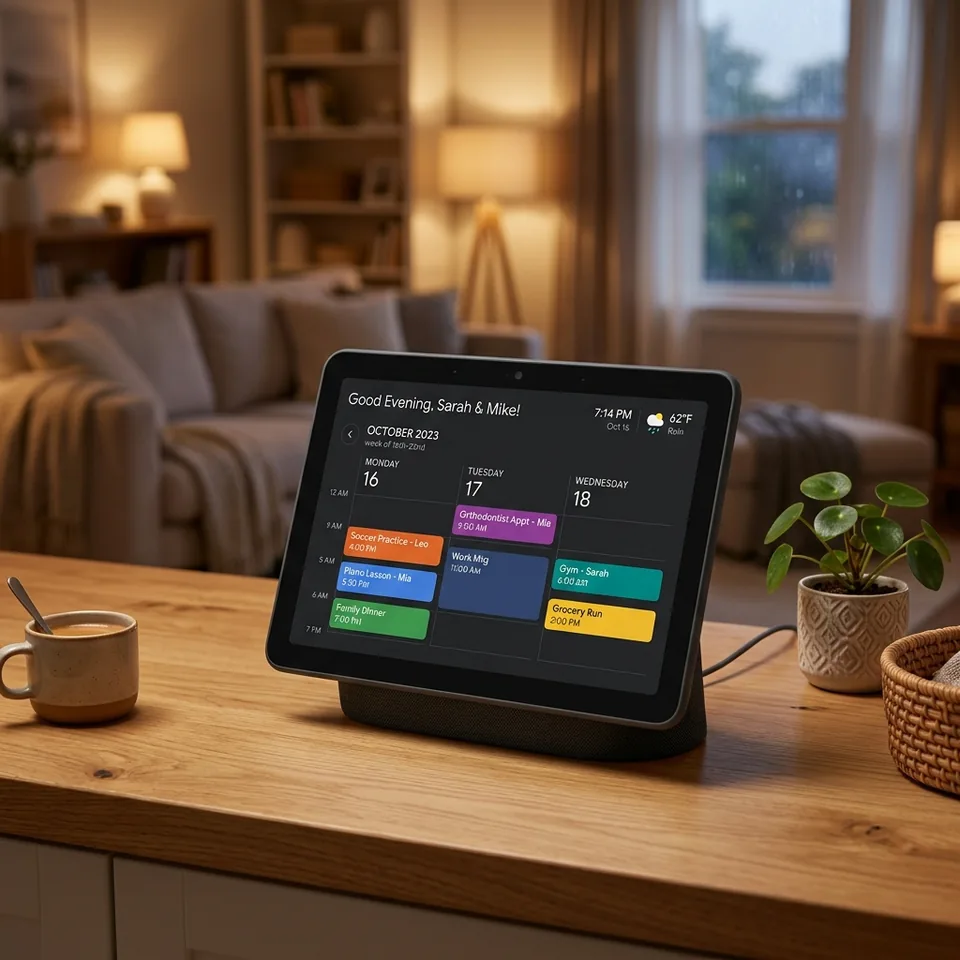 Google Home Calendar Dashboard Mockup